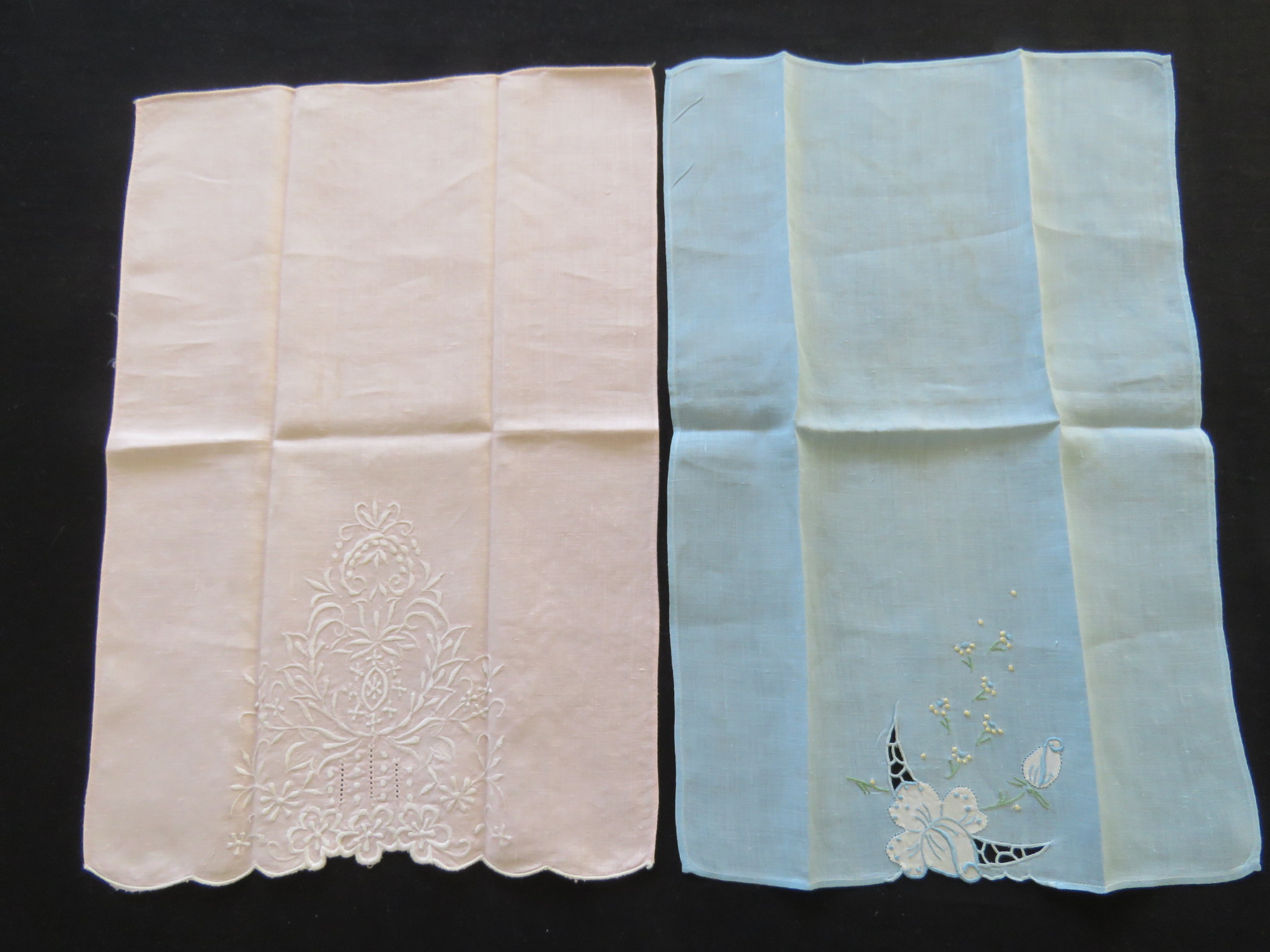 Vintage Guest Hand Towel Embroidered Applique Rose Flowers Embroidered (L&T-684)